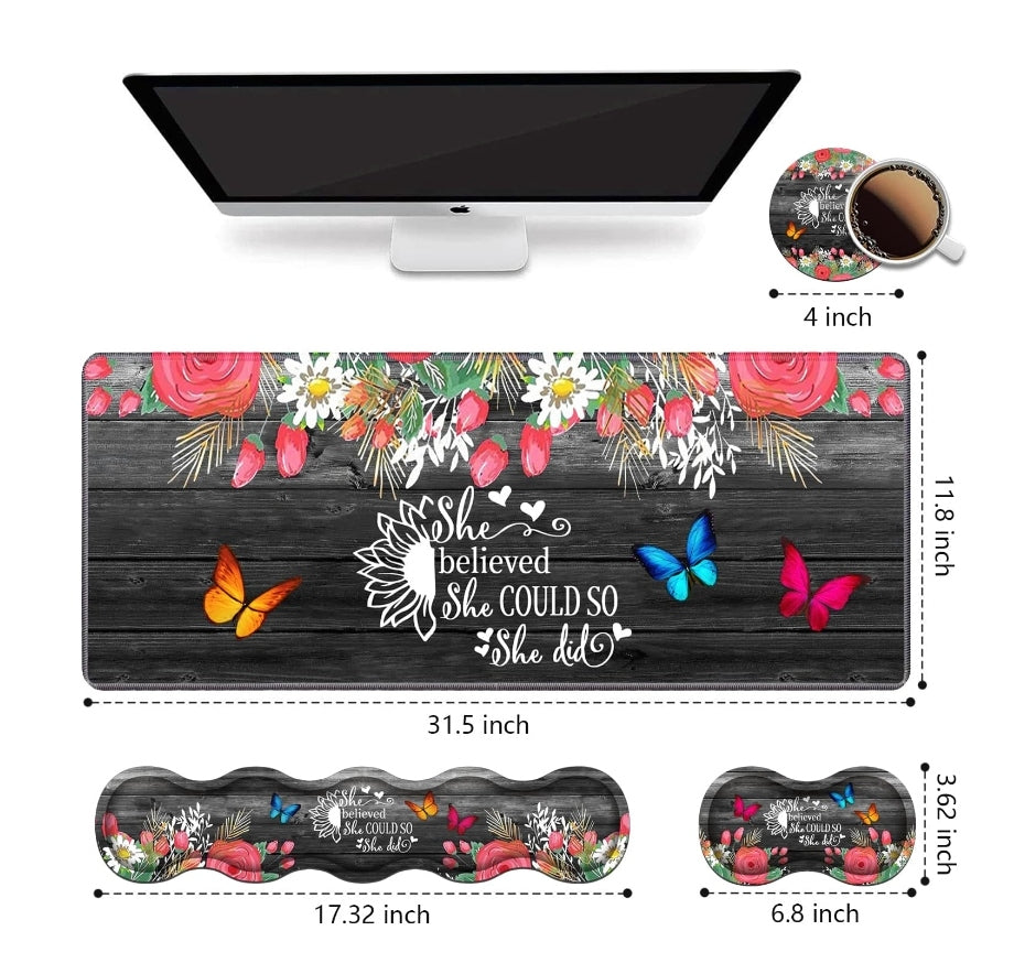 Desktop, Elbow/Wrist Pad 4pc Set (31.5"× 11.8")