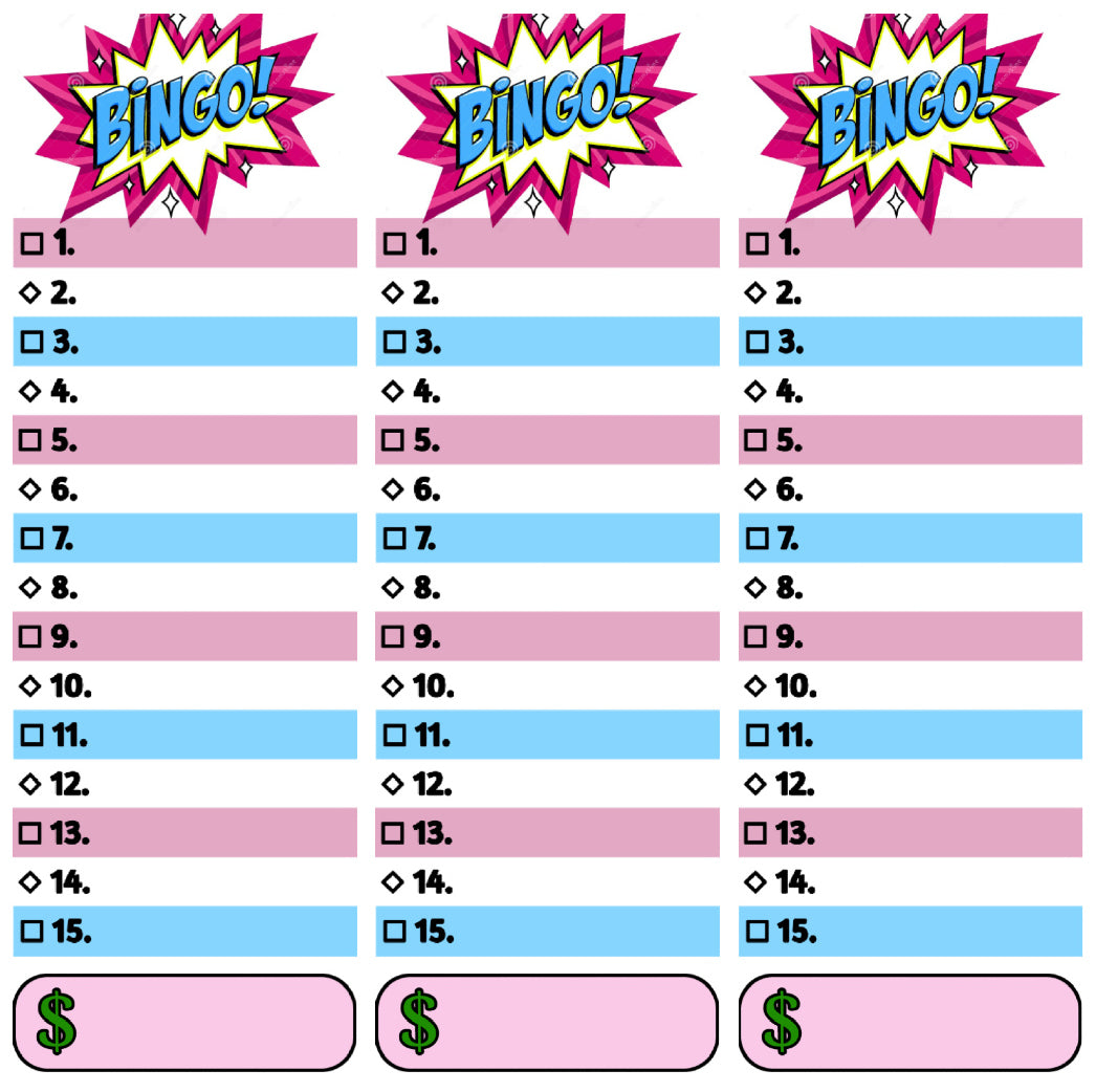 Bingo REUSABLE'S ♻️ (3-part/15-line) w/ Marker & Eraser