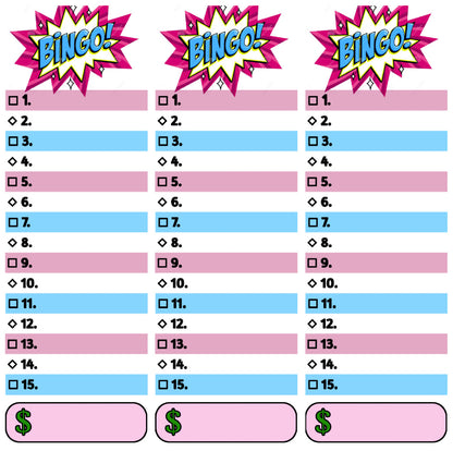 Bingo REUSABLE'S ♻️ (3-part/15-line) w/ Marker & Eraser