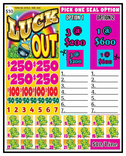 'Luck 🍀 Out' $10/Line Bingo Cashboard ($950 Profit)