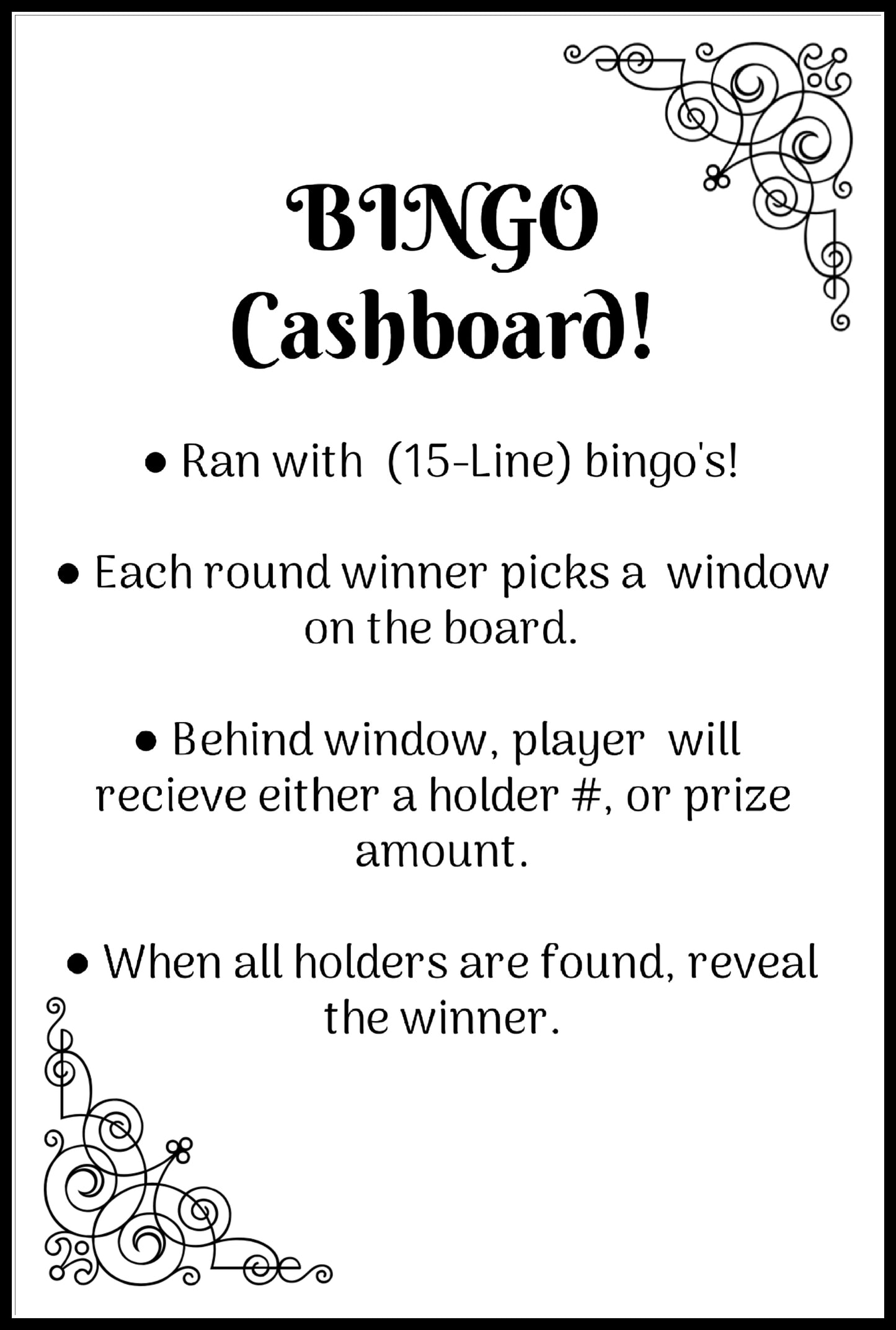 'Get the Gold' Bingo Cashboard ($10/Line, $1,000 Profit)