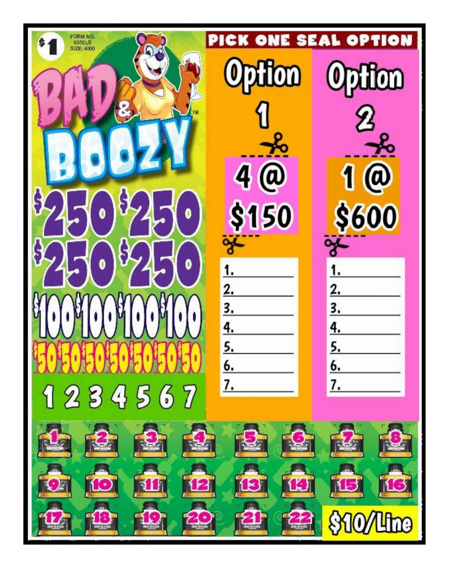 'Bad & 🍹 Boozy' Bingo Cashboard ($10/Line, $950 Profit)