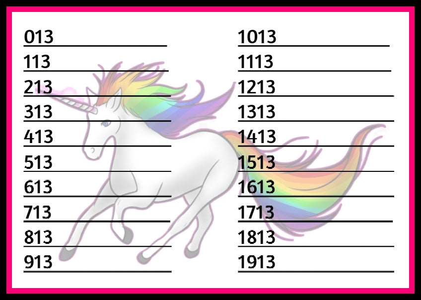 'Unicorn' ALL-HOLDS-WIN Bingo Board, $10/Line, $1,200 Profit