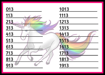 'Unicorn' ALL-HOLDS-WIN Bingo Board, $10/Line, $1,200 Profit