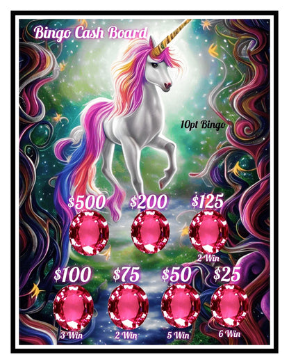 'Unicorn' ALL-HOLDS-WIN Bingo Board, $10/Line, $1,200 Profit