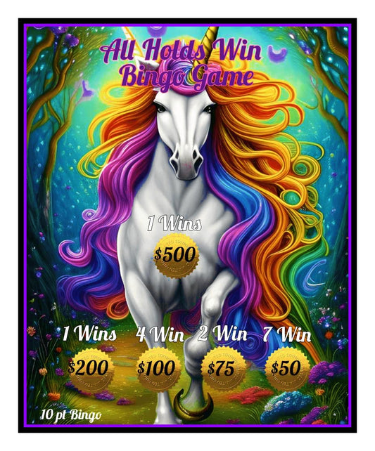 'Magestic' *HOLOGRAPHIC* ALL-HOLDS-WIN Bingo Board, ONLY 15-Bingo's, $10/Line, $650 Profit