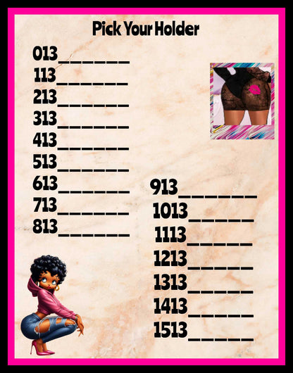 Kiss my GRITS! Bingo Board, $10/Line, $900 Prof