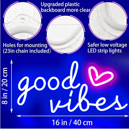 Good Vibes ♡ Neon Sign (Pink/8"×16")