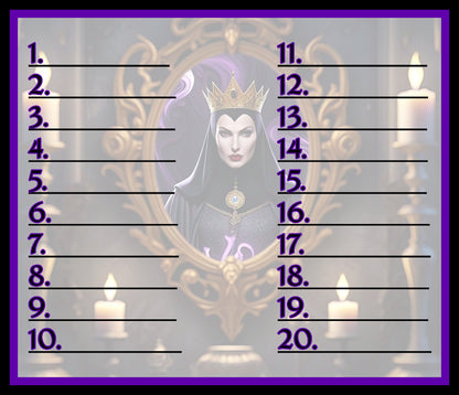 Queen Villan Bingo Board • $10/Line, $1,200 Profit