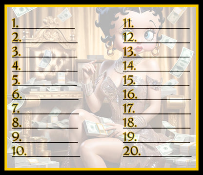 Boss Betty Bingo Board • $10/Line, $1,200 Profit