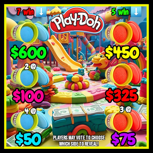 'Play Dough' Bingo Board, 1k SEAL, $6/Line • $800 Profit
