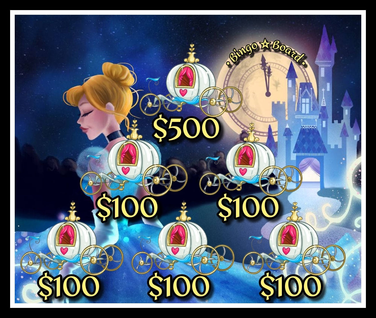 Cinderella Bingo Climber Board, $6/Line, 1k SEAL • $800 Profit